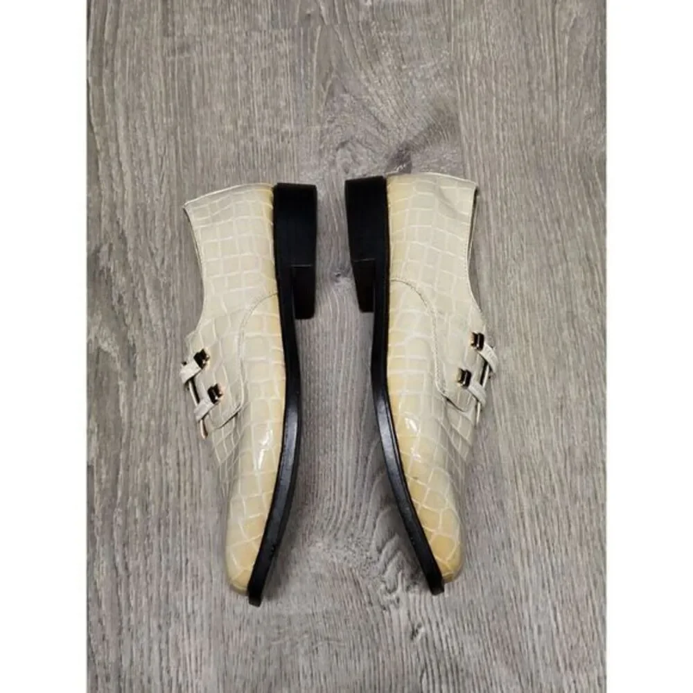Roberto Chillini Men's Cream Faux Croc Skin Slip On Dress Shoes Size 8‎